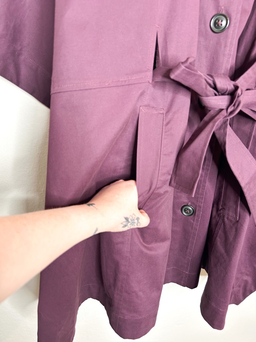 NWT Ann Taylor Womens Contemporary Trench Poncho Jacket Purple M/L - Picture 6 of 9